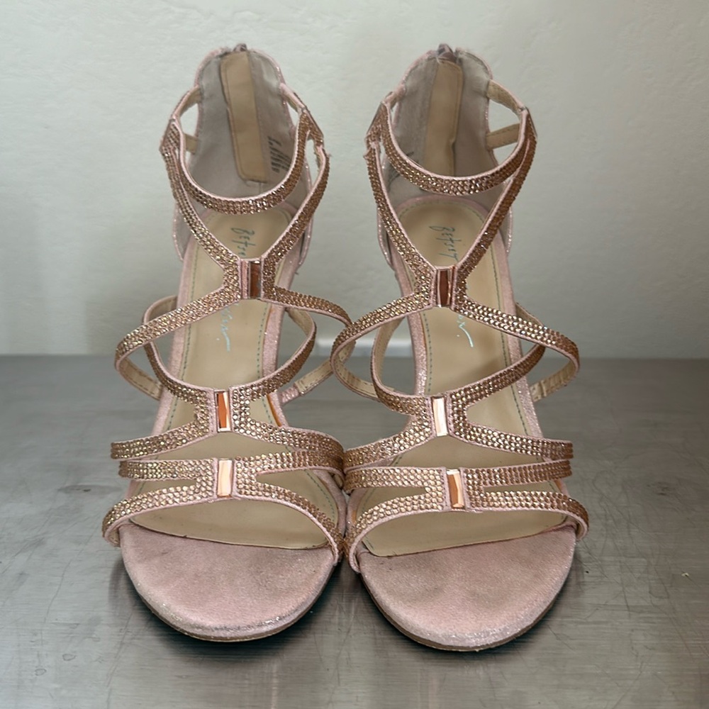 Betsey Johnson Blush Rhinestone heels, size 8